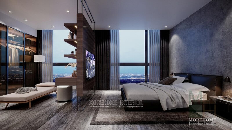 Mẫu giường ngủ hiện đại đơn giản kết hợp ga màu trắng tạo vẻ đẹp huyền bí và sang trọng Nội thất chung cư hiện đại