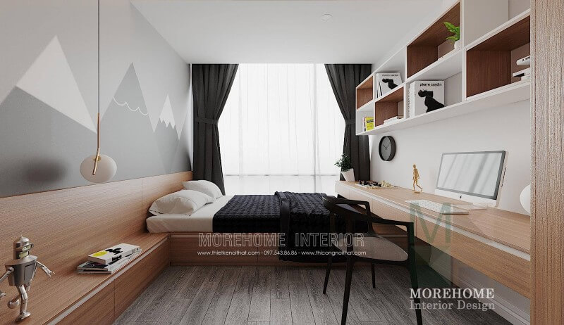 Mẫu giường ngủ gỗ công nghiệp được thiết kế thông minh kết hợp ngăn tủ giúp cho gia chủ dễ dàng sử dụng cũng lưu trữ được những vật dụng cá nhân hay quần áo của mình Nội thất chung cư hiện đại
